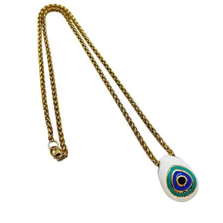 necklace steel chain gold and white mind green egg1